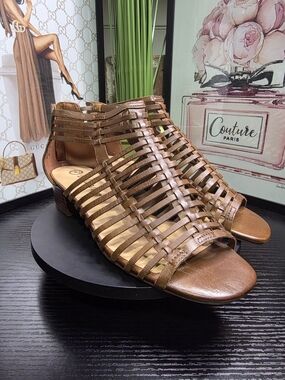 Bella Vita Woven Leather Gladiator Sandals - Brown